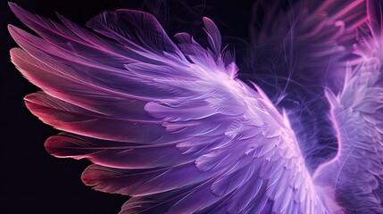 Obraz premium Translucent light, colorful abstract wings, soft lines, curves, purple, wings, soft fashion
