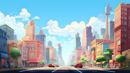 Obraz premium Urban life representation with the composition of cityscape and skies.