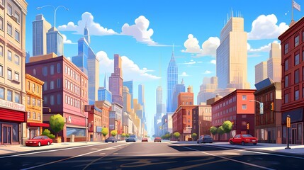 Obraz premium Urban life representation with the composition of cityscape and skies.