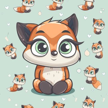 Fox Baby tile texture cartoon cute soft pastel