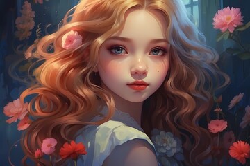 portrait of a woman with flowers