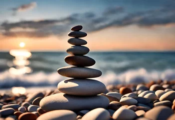 Gordijnen zen stones on the beach © Jaweria