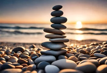 Deurstickers stones on the beach © Jaweria