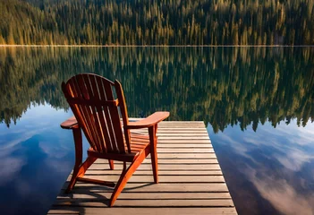 Foto op Plexiglas wooden pier on the lake © Jaweria
