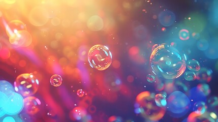 Obraz na płótnie Canvas Bubbles on a colorful background. Shallow depth of field.