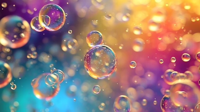Bubbles on a colorful background. Shallow depth of field.