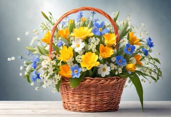 Basket of multiple flowers