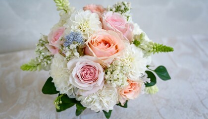 Close-up of beautiful wedding bouquet. Bridal flowers.