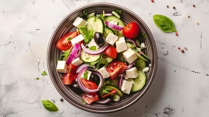 Fresh Greek salad in a bowl,