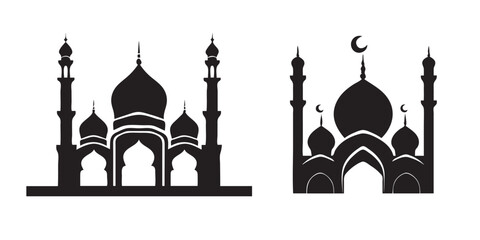 Mosque icon set. Ramadan islamic month concept. Vector illustration isolated on a white background.