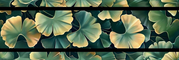 Art Deco Ginkgo Leaves Tile Pattern Generative AI