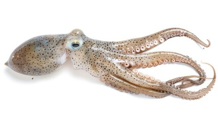Fototapeta premium Isolated squid. Top view fresh squid on white background.