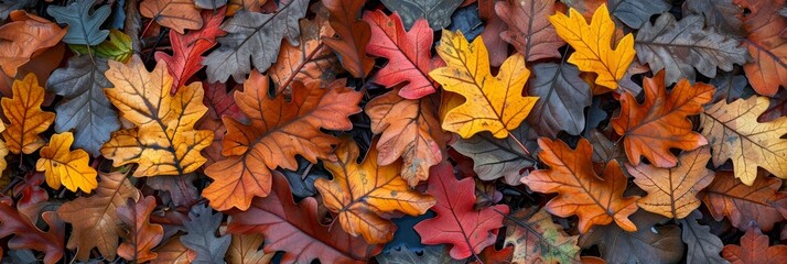 Autumn Oak Leaves Tile Pattern Generative AI