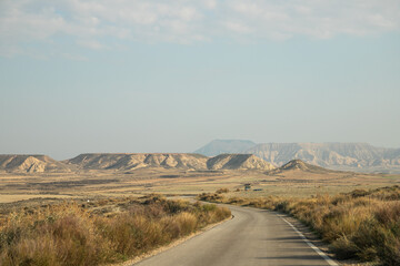 Views of the road in the Bardenas Reales desert