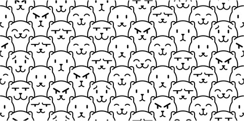 Cats seamless pattern. Cat poster. Different cat`s and emotions set. Flat color simple style design