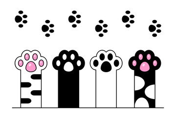 Cat paw. Cats Pet paw print. Flat style. Isolated on white background