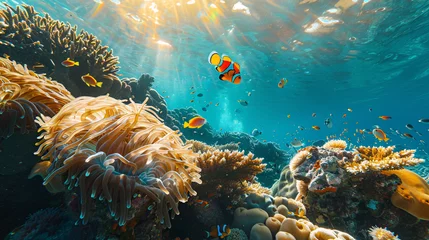   a vibrant coral reef teeming with colorful life © boti1985