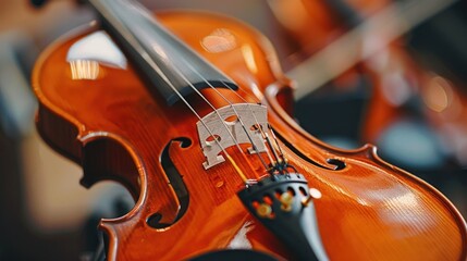 Close Up of Violin on Table