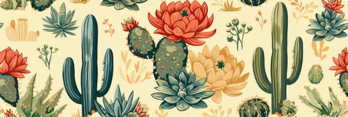 Desert Cacti and Succulents in Vibrant Hues Generative AI - obrazy, fototapety, plakaty