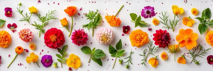 Edible Flower Pattern with Creative Recipe Ideas Generative AI