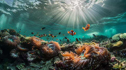   a vibrant coral reef teeming with colorful life © boti1985