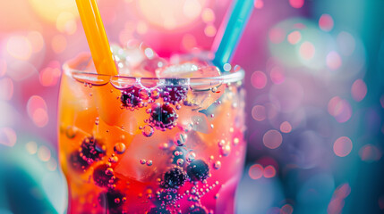 Bubble tea with a colorful berries