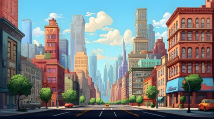 Obraz premium Urban life representation with the composition of cityscape and skies.