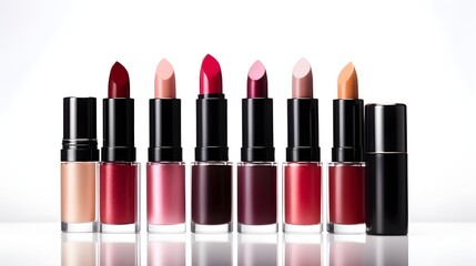 Obraz premium Lipstick and lip gloss, a vibrant and lip-focused composition representing tools for lip makeup,