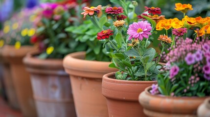 Fototapeta na wymiar Fllowers in pots in the garden