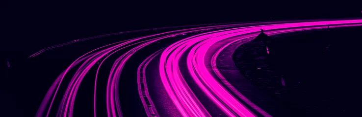 Tuinposter violet car lights at night. long exposure © Krzysztof Bubel