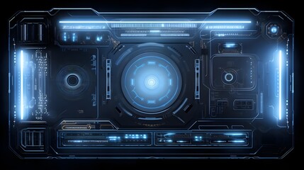 Sci-fi hologram interface displaying intricate details