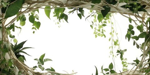 Frame of liana branches jungle and tropical, chaotic disposition scene