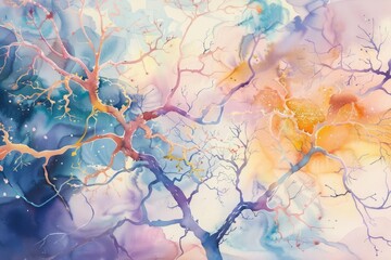 The beauty of neuroplasticity. Dendritic branches gracefully intertwining and adapting.