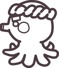 頑固なオヤジっぽいたこ焼き屋のタコのキャラクターをイメージしたイラスト