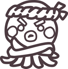 頑固なオヤジっぽいたこ焼き屋のタコのキャラクターをイメージしたイラスト