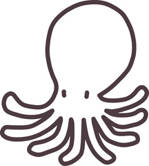 シンプルにデフォルメした手描きのタコのイラスト