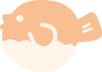 シンプルにデフォルメしたかわいいフグの魚のイラスト © yamasannge