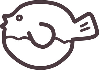 シンプルにデフォルメしたかわいいフグの魚のイラスト