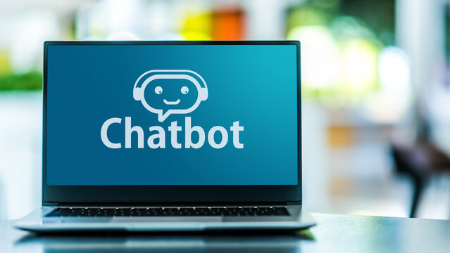 Laptop computer displaying logo of chatbot