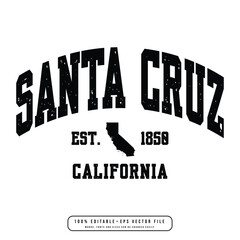 Santa Cruz text effect vector. Editable college t-shirt design printable text effect vector	