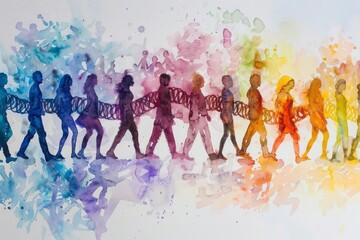 The diversity of the human gene pool. Various genetic traits. Diversity and the interconnectedness of different genetic elements. - obrazy, fototapety, plakaty