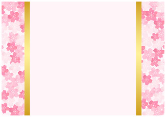 桜が美しい春の和風フレーム背景42ピンク