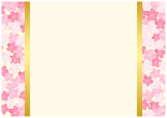 桜が美しい春の和風フレーム背景42黄色