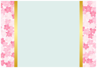 桜が美しい春の和風フレーム背景42青色