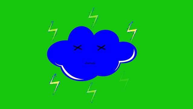 Animation of sick expression cloud. Green screen background.