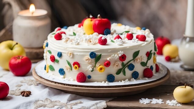 snow white cake on the table