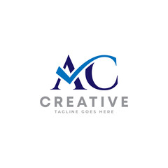 Creative Letter AC with tick mark, checkmark logo