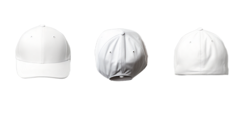 Collection of white basketball cap isolated on a white background as transparent PNG