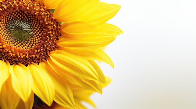 Beautiful yellow sunflower isolated on white background. Close up