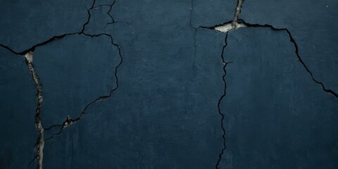 Obraz premium Discover the captivating appeal of a black dark navy blue texture background, showcasing a toned rough concrete surface. This close-up view of a painted old building wall with cracks